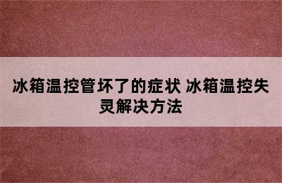 冰箱温控管坏了的症状 冰箱温控失灵解决方法